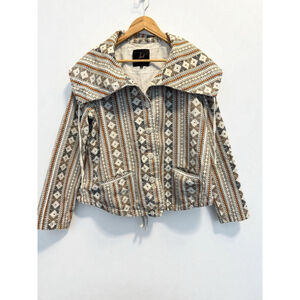 Jack by BB Dakota Boho Western Print Oversized Collar Cotton Jacket Size Large